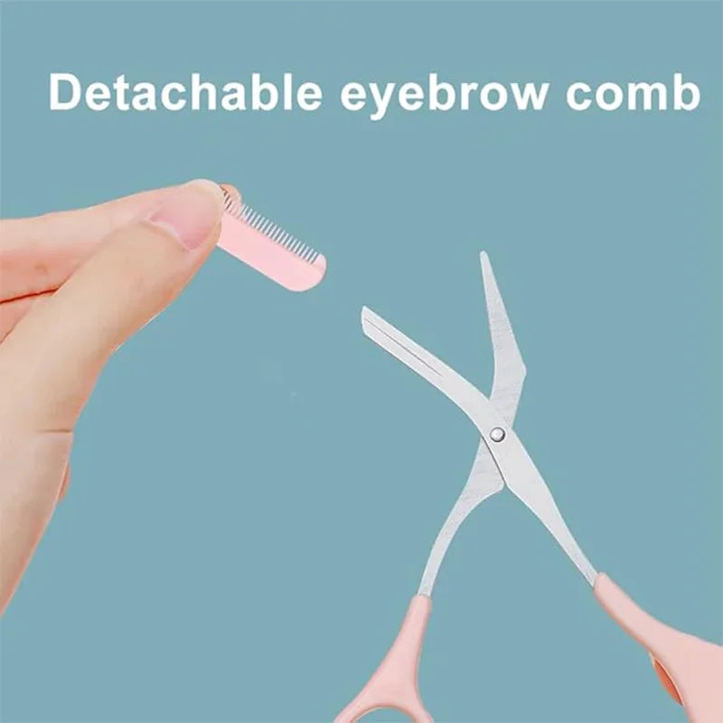 Eyebrow Grooming Set With Curved Razor Scissors And Comb