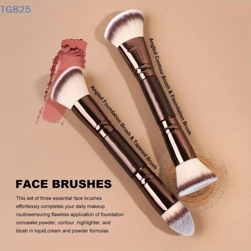 Professional Dual Ended Makeup Brush Set For Powder Foundation And Blush