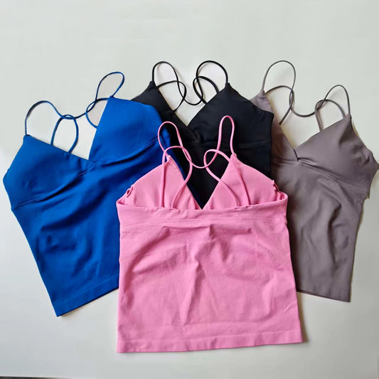 NCLAGEN Women's Twist Front Longline Seamless Yoga Workout Tank Top