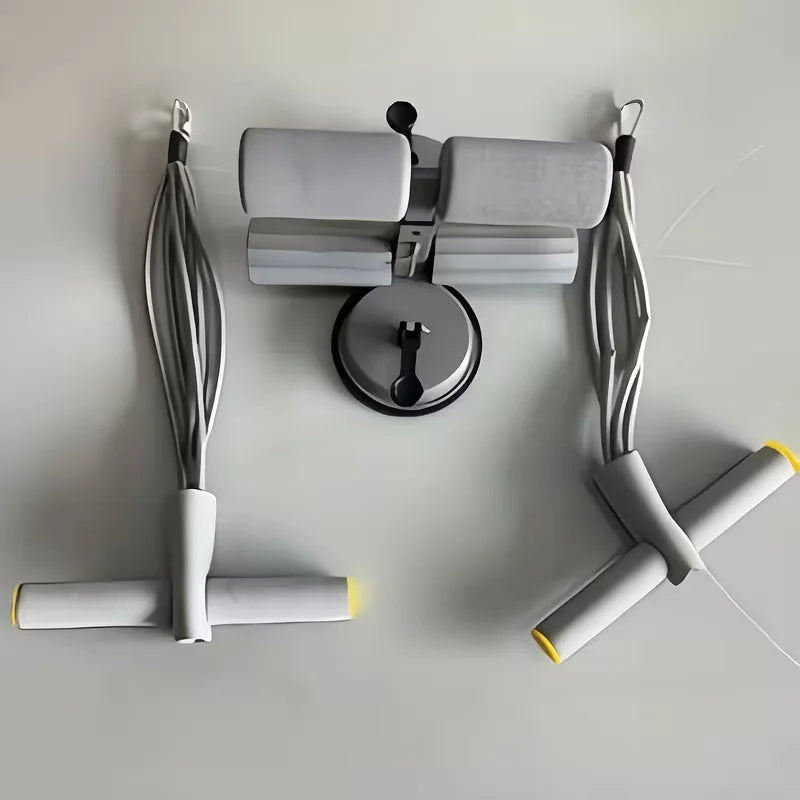 Multifunctional Home Sit-Up Trainer, Ab Roller with 2 Resistance Bands & 2 Suction Cups, Indoor Fitness Equipment