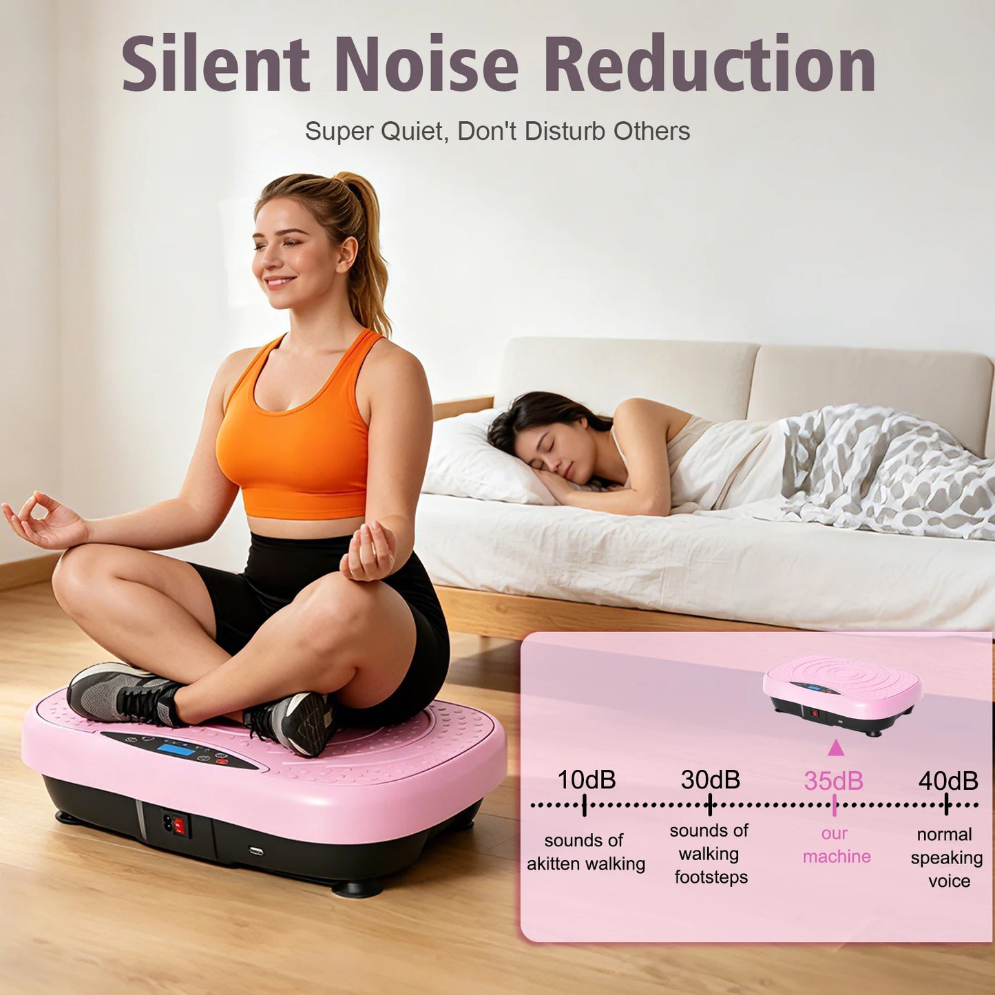 Portable Vibration Plate Exercise Machine Whole Body Workout Platform with Bluetooth Resistance Bands 5 Yoga Straps 10 Auto 200 Manual Speed Settings for Weight Loss & Shaping