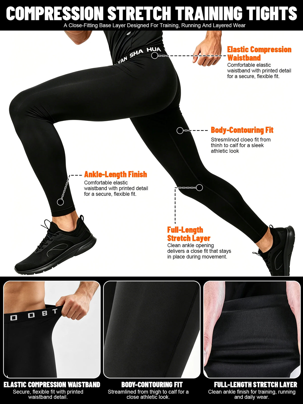 This Men's Four-Piece Tracksuit Includes A Zip-Up Hoodie, A Sports T-Shirt, Running Shorts, And Stretch Leggings. Made From Quick-Drying, Breathable, And Elastic Fabric, It's Perfect For Running And Workouts, Suitable For All