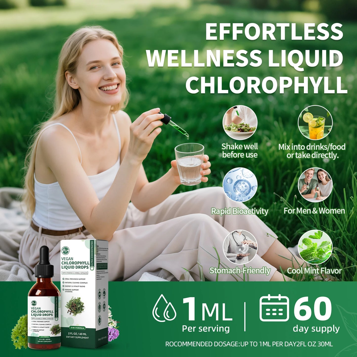MINCH Chlorophyll Liquid Drops 4X Concentrated For Immune Support
