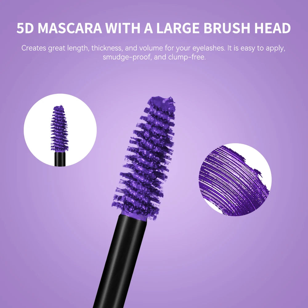 Lakerain 5D Mascara Eyelashes Waterproof Nourishing Smudge-Proof Lengthening Long-Lasting Intense Black Mascara Eye Makeup