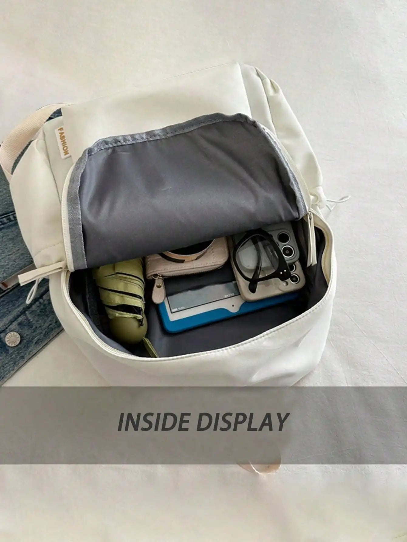 Fashion Casual Solid Color Student Backpack Foldable Multi Compartment Large Capacity Backpack Suitable for Daily Campus Life