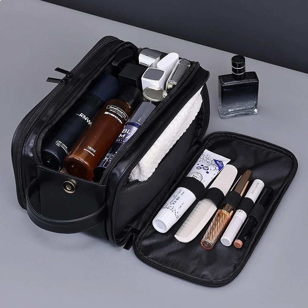 Multi Pockets PU Toiletry Bag for Women Men Travel Essentials Waterproof Hanging Cosmetic Organizer