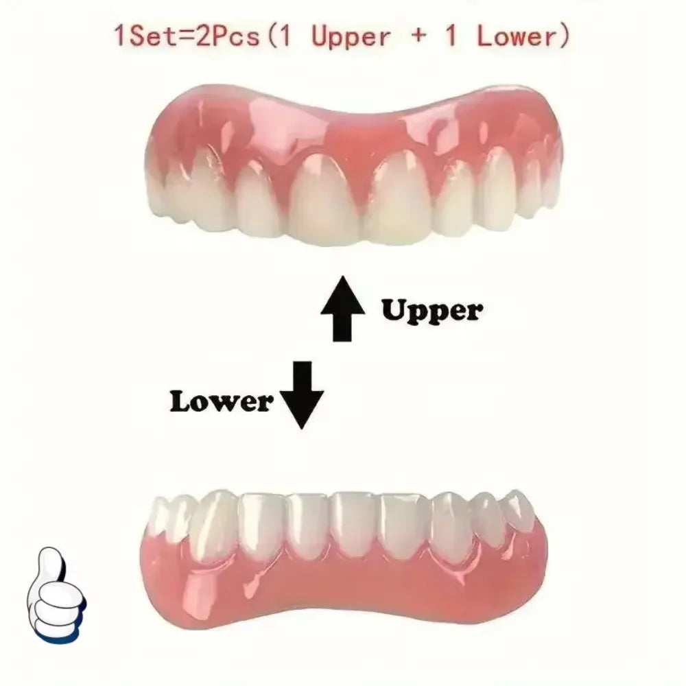 New Silicone Cosmetic Temporary Teeth Set Soft Tooth Covers Upper & Lower Decorative Veneers Easy To Use Oral Beauty Kit