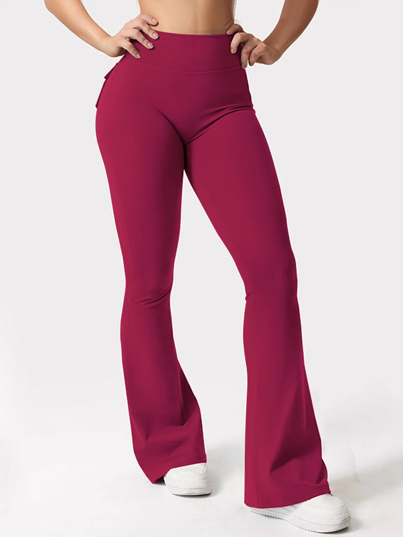 Women's Yoga Flare Trousers High-Waisted Wide-Leg With Pockets