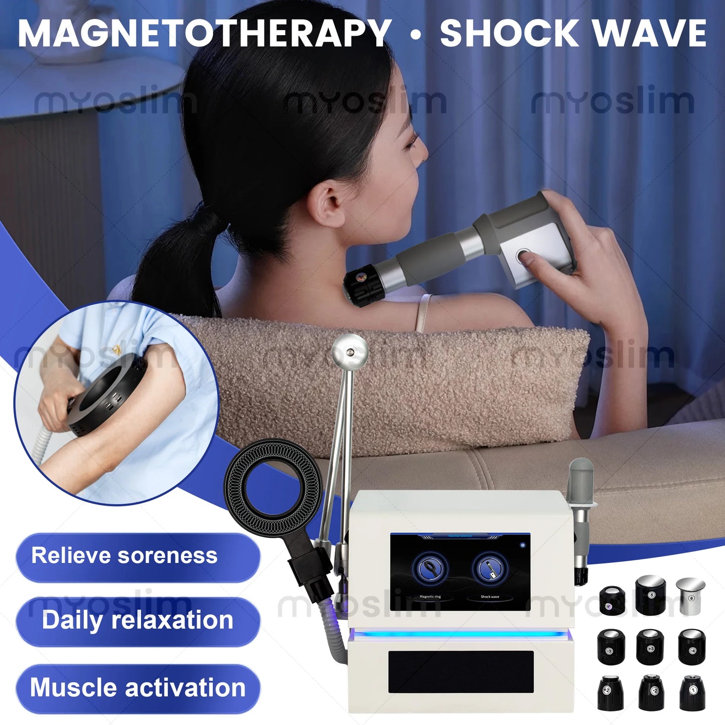 Portable EMTT Physiotherapy Magnetotherapy Machine PEMF Pain Relief for Sports Injuries - Non-invasive Therapy Device