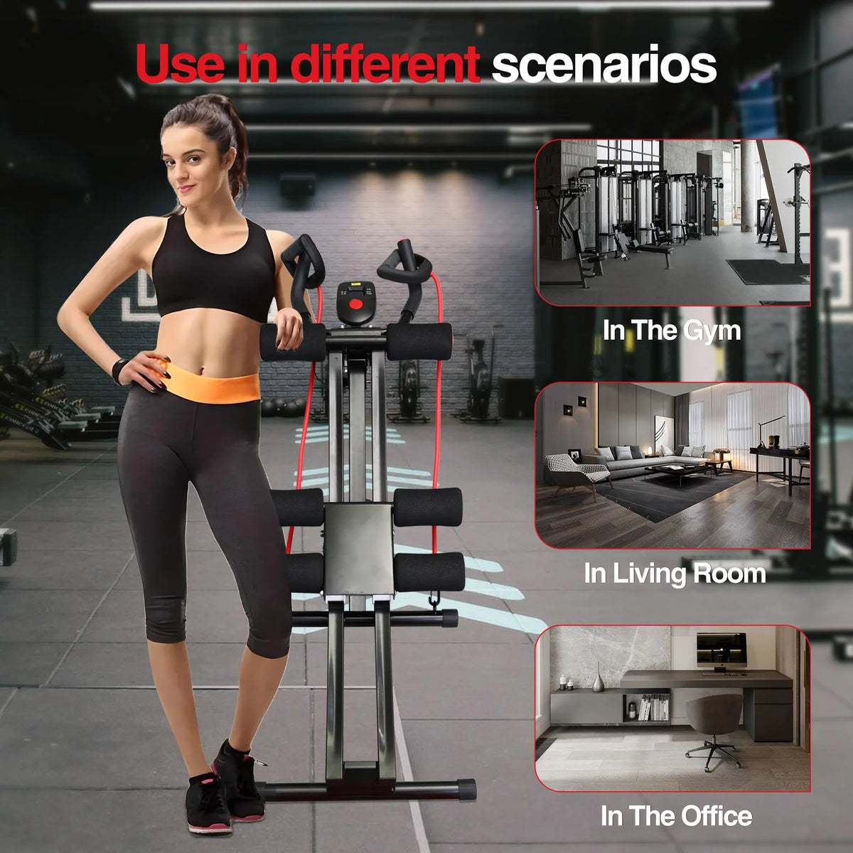 Fitness AB Machine Abdominal Trainers Core Workout Equipment 440 lbs Foldable Height Adjustable For Home Exercise Kit Whole Body