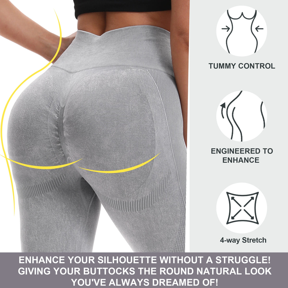 Women's High Waisted Seamless Butt Lifting Yoga Leggings for Fitness