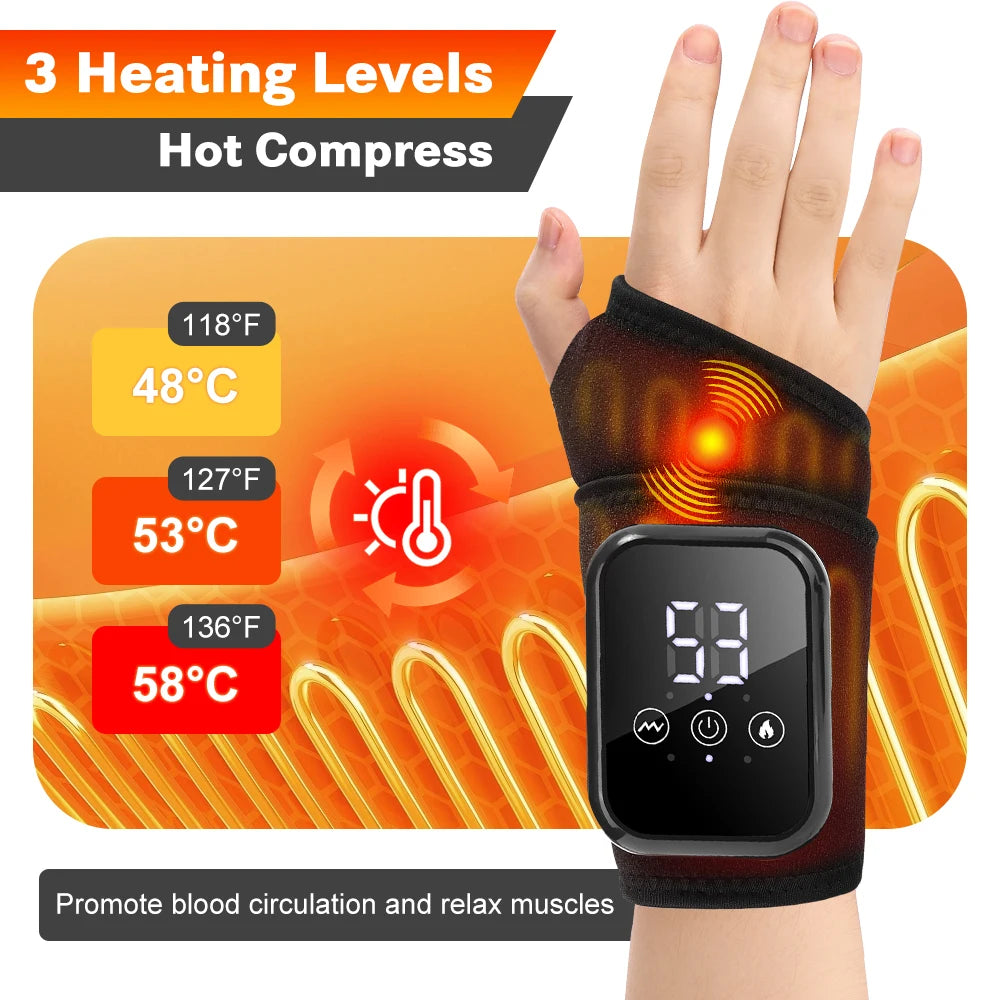 Electric Heating Wrist Massager Wrist Brace Protector Wrap Vibration Massage Relieves Tenosynovitis Carpal Tunnel Fatigue Relief