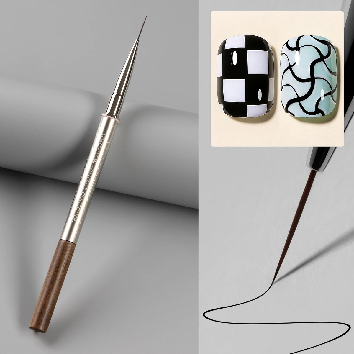 YOKEFELLOW Nail Art Brush Set With Interchangeable Gel Design Heads
