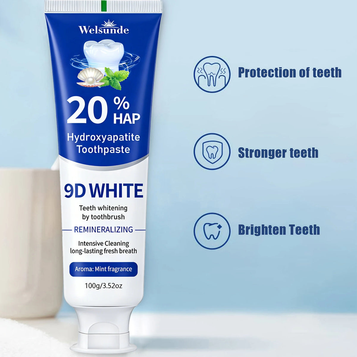 20% Hydroxyapatite Toothpaste, Contains Menthol, Deep Cleaning for Brighter Teeth, Fresh Breath, Basic Oral Care, Suitable for Everyone, An Essential Travel Item, It Is the Ideal Gift for Men and Women During Festivals