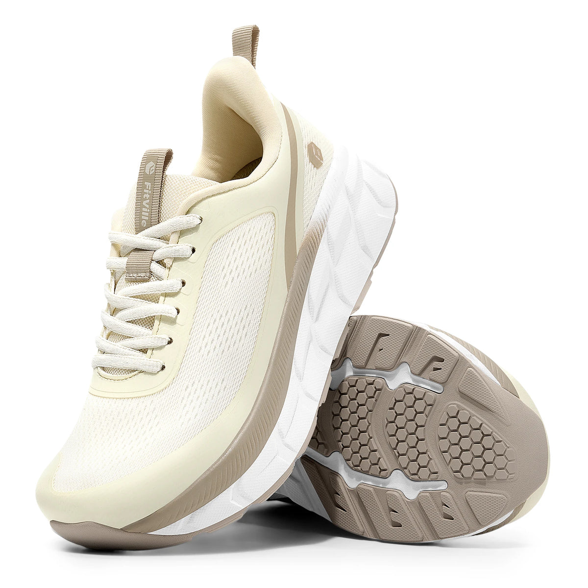 FitVille Women's Sports Shoes, Wide Casual Breathable Non‑Slip Sneakers, Comfortable Cushioned Running Jogging Shoes with Arch Support