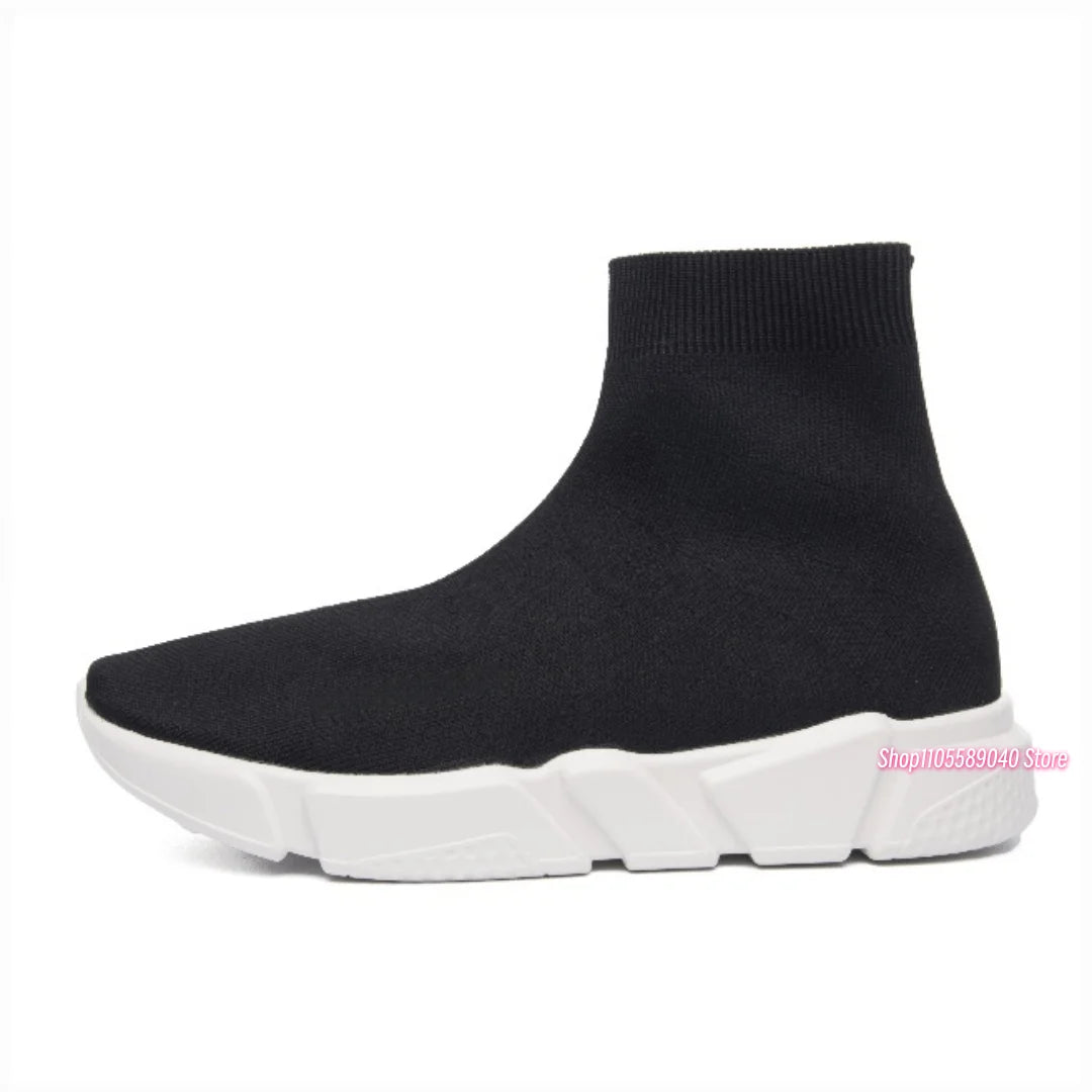 2026 Men's and women's socks, shoes, spring and autumn men's shoes, breathable and comfortable high-top socks, knitted elastic socks, shoes