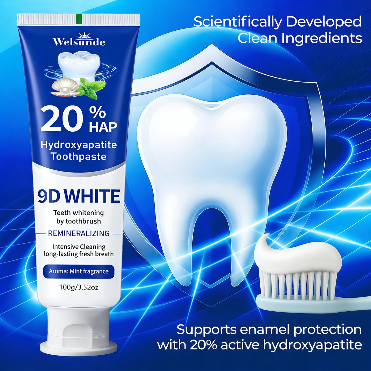20% Hydroxyapatite Toothpaste, Contains Menthol, Deep Cleaning for Brighter Teeth, Fresh Breath, Basic Oral Care, Suitable for Everyone, An Essential Travel Item, It Is the Ideal Gift for Men and Women During Festivals