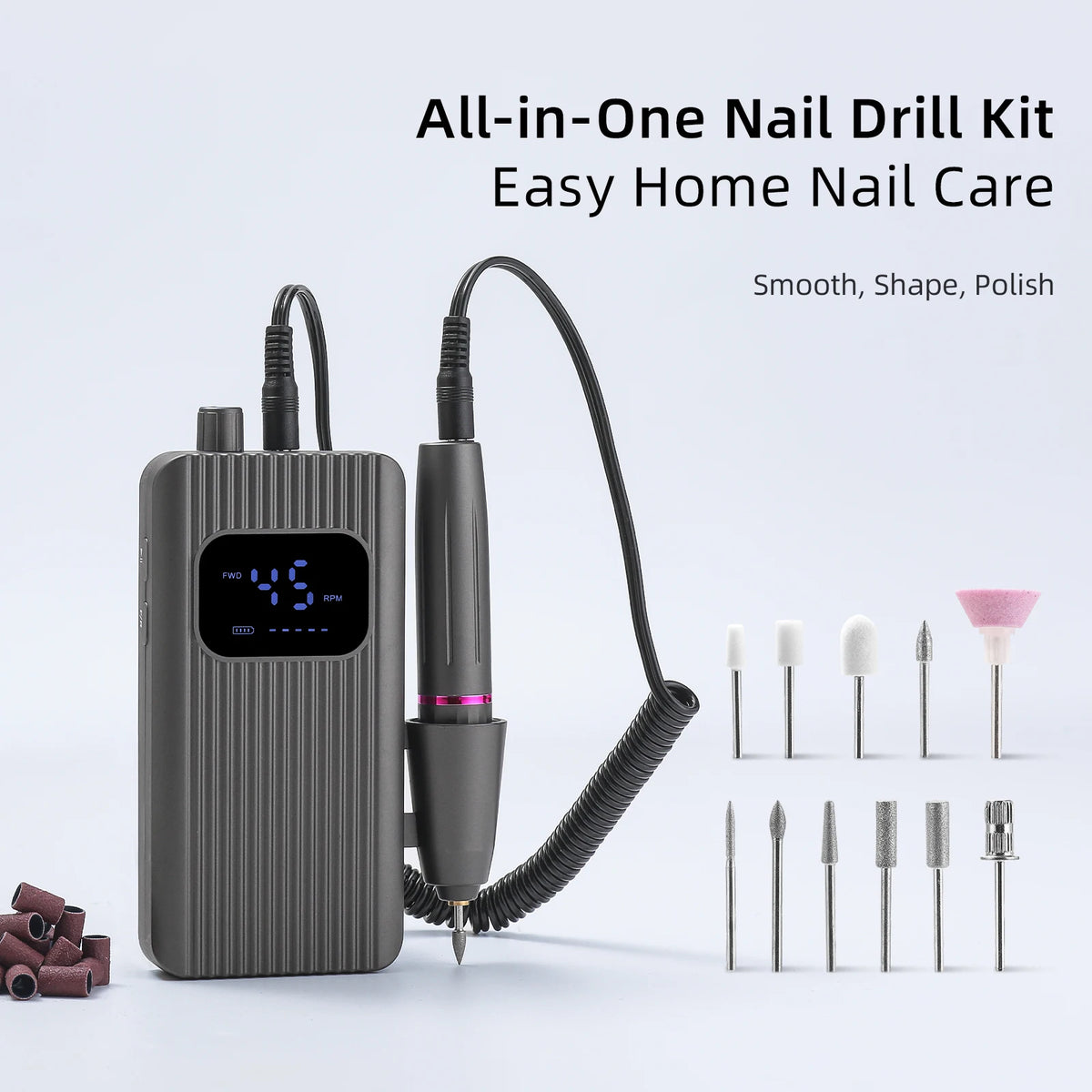 Portable Rechargeable Electric Nail Drill for Manicure and Pedicure Care