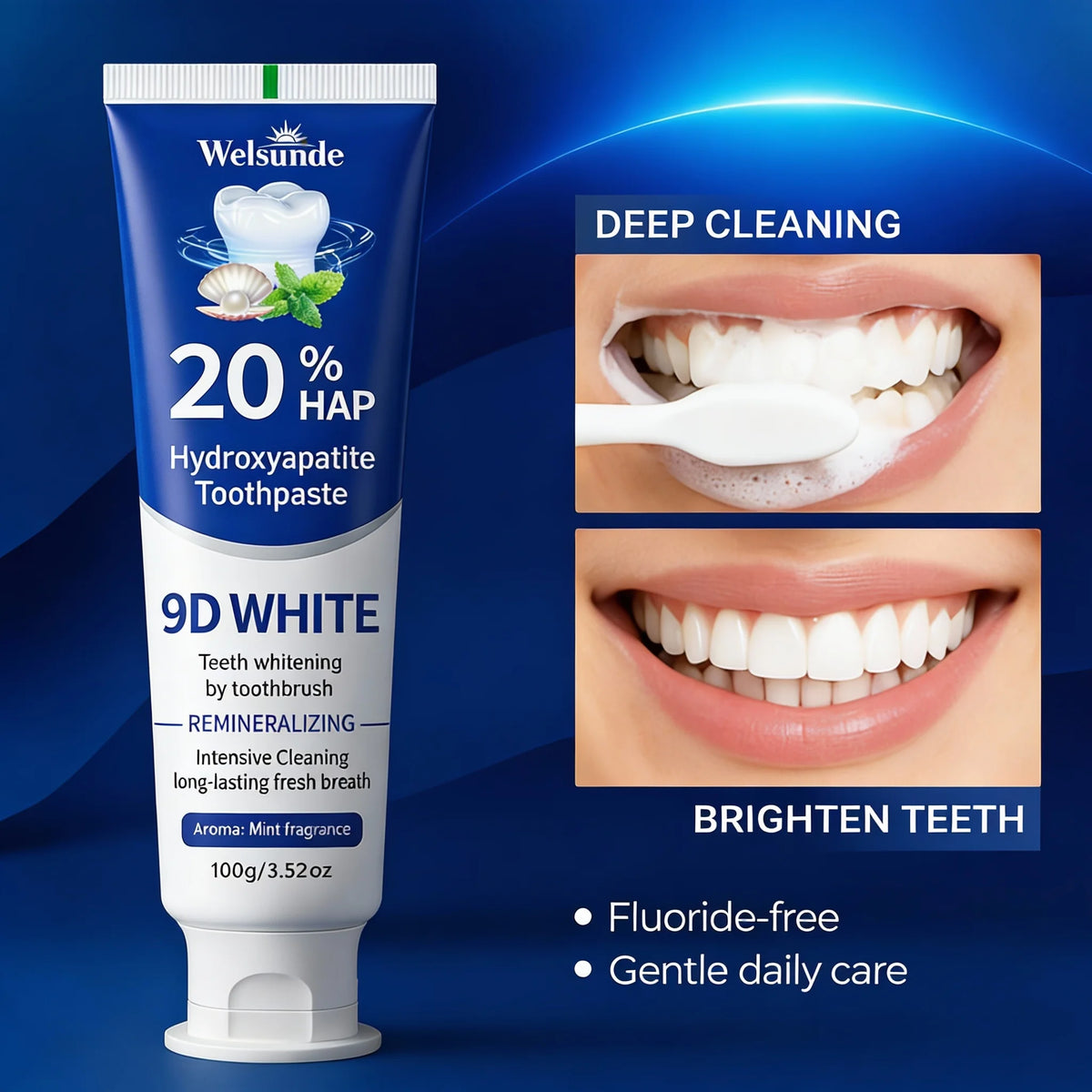 20% Hydroxyapatite Toothpaste, Contains Menthol, Deep Cleaning for Brighter Teeth, Fresh Breath, Basic Oral Care, Suitable for Everyone, An Essential Travel Item, It Is the Ideal Gift for Men and Women During Festivals