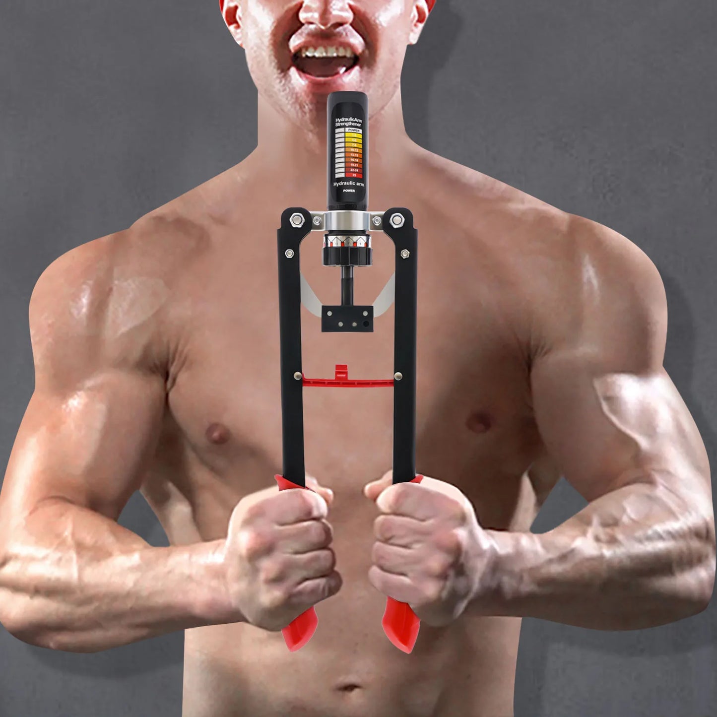 Black /Red Hydraulic Power Twister, Stretching Equipment, Adjustable Chest Expander, Carbon Steel, Arm Strength Trainer, 440lbs Resistance, Upper Body Workout Machine, Safe Elastic Design, Multi-Rivet Reinforced, Home Gym Fit