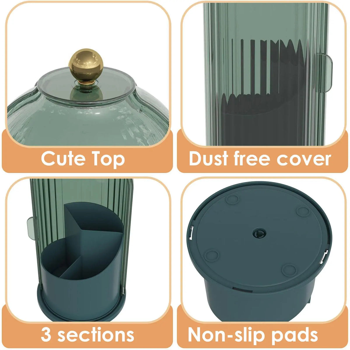 YOOLENS Rotating Makeup Brush Holder Organizer With Dustproof Protective Lid