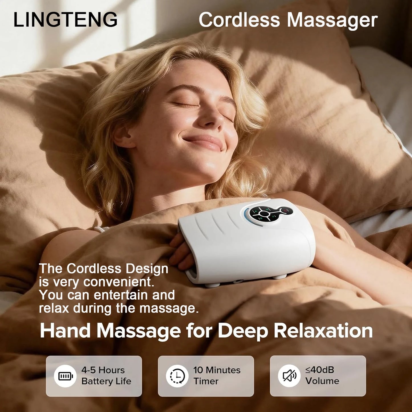 LINGTENG Hand massager, a Mother's Day gift or birthday gift for mom, hand massager with heating and pressure functions, wireless and cord-free hand massager, suitable for arthritis and carpal tunnel syndrome