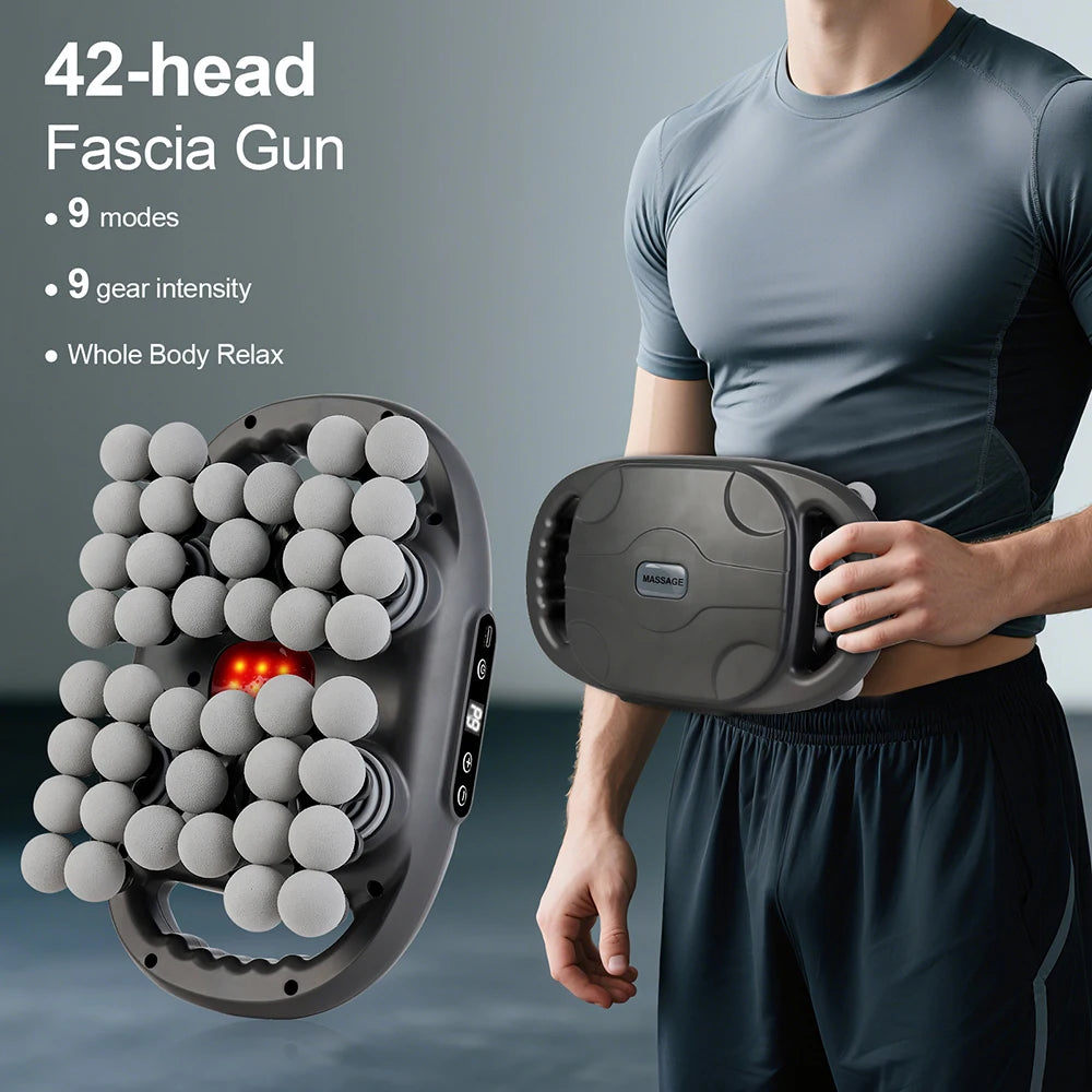 Iebilif Wireless 42 Heads Massage Gun With Red Light Therapy