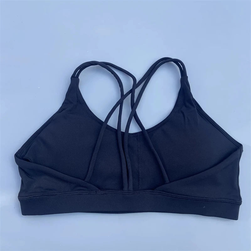 Solid Color Soft High Strength Women Cross Fitness Bra Tight Sport Top Comprehensive Training Gym Yoga Underwear With Chest Pad