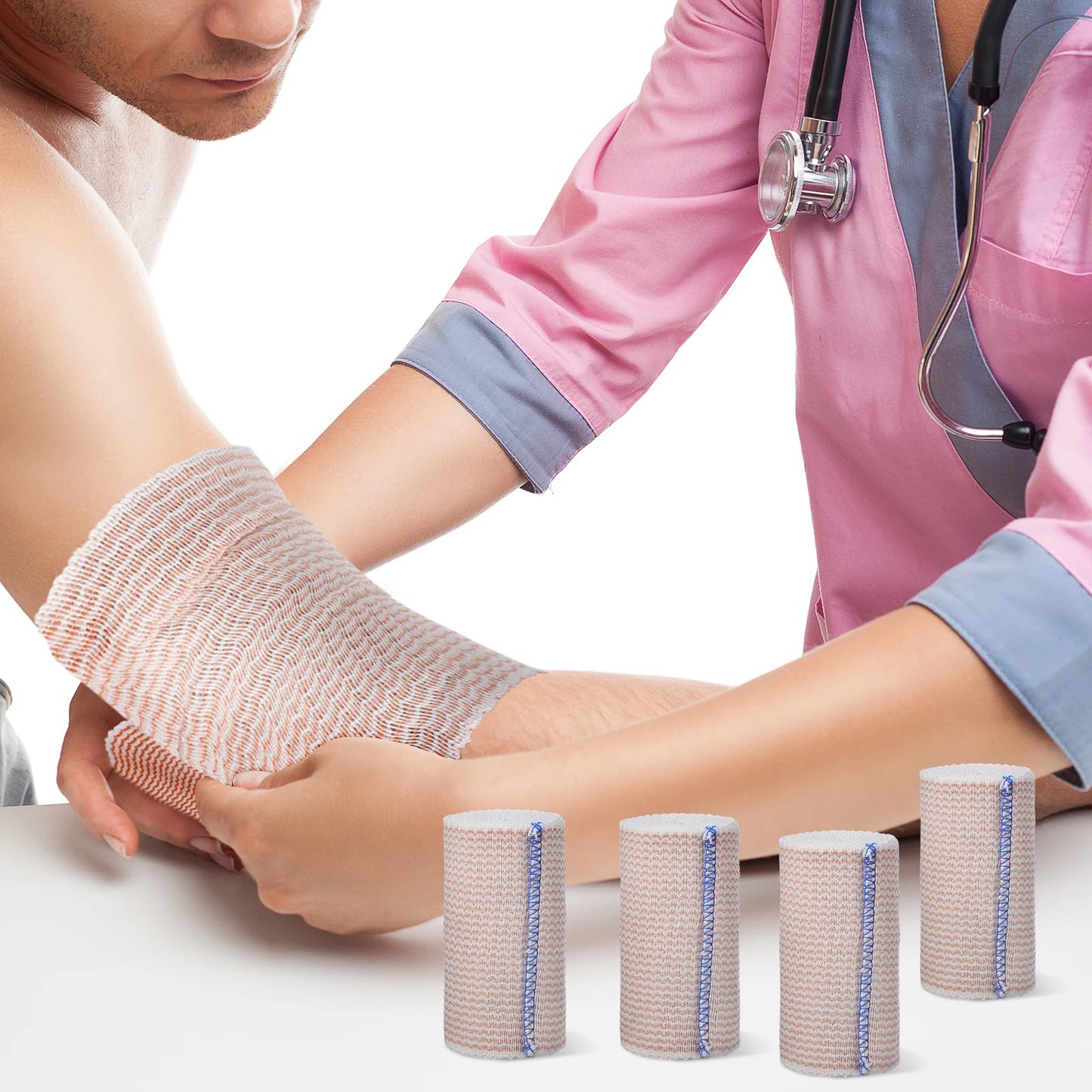 6 Rolls Elastic Bandage Sports Wraps Ace Wrap Stretch Bandage Wrap For Wrist Ankle Knee Legs Shoulder Feet