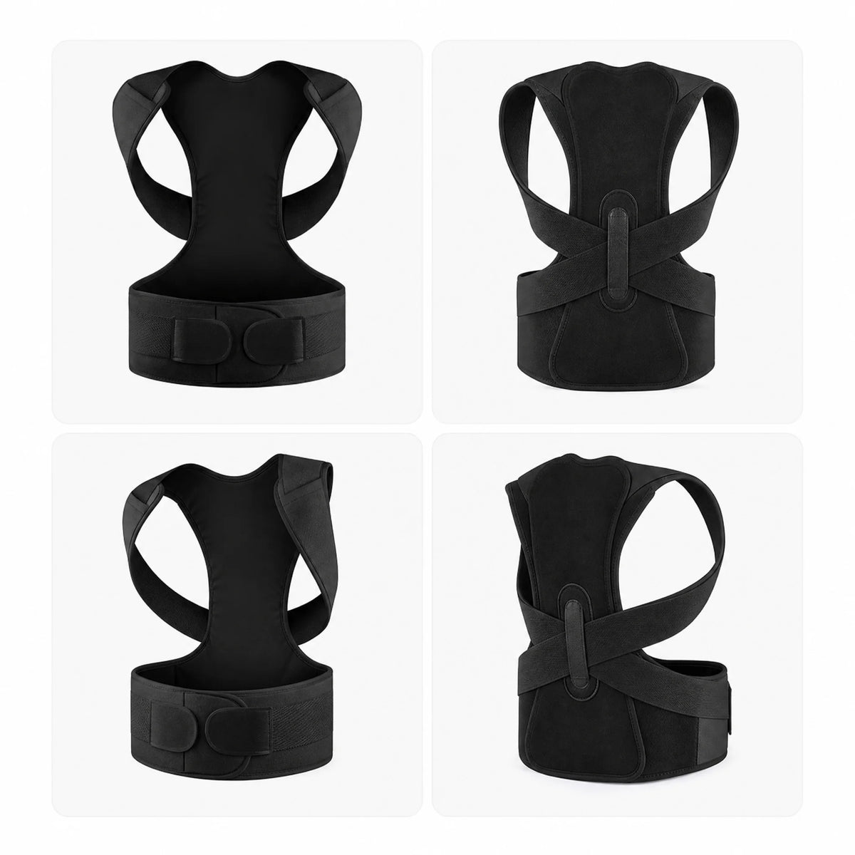 1PC Breathable Back Posture Corrector with Aluminum Plate - Cross Traction Adjustable Straps, Unisex Office/Home Wear Support Aid (Gray/Black)