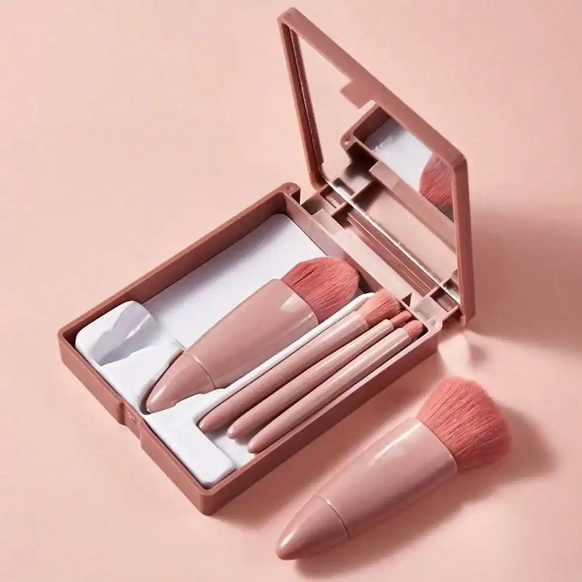 Portable Makeup Brush Set With Cosmetic Mirror Case, Eye Shadow, Foundation, Lip Brush, Concealer Makeup Tools, Gift For Women,Brush Set,Makeup Brush Kit,Make Up Brush Set,Make Up Set Complete,Makeup Brush Set,Complete Makeup