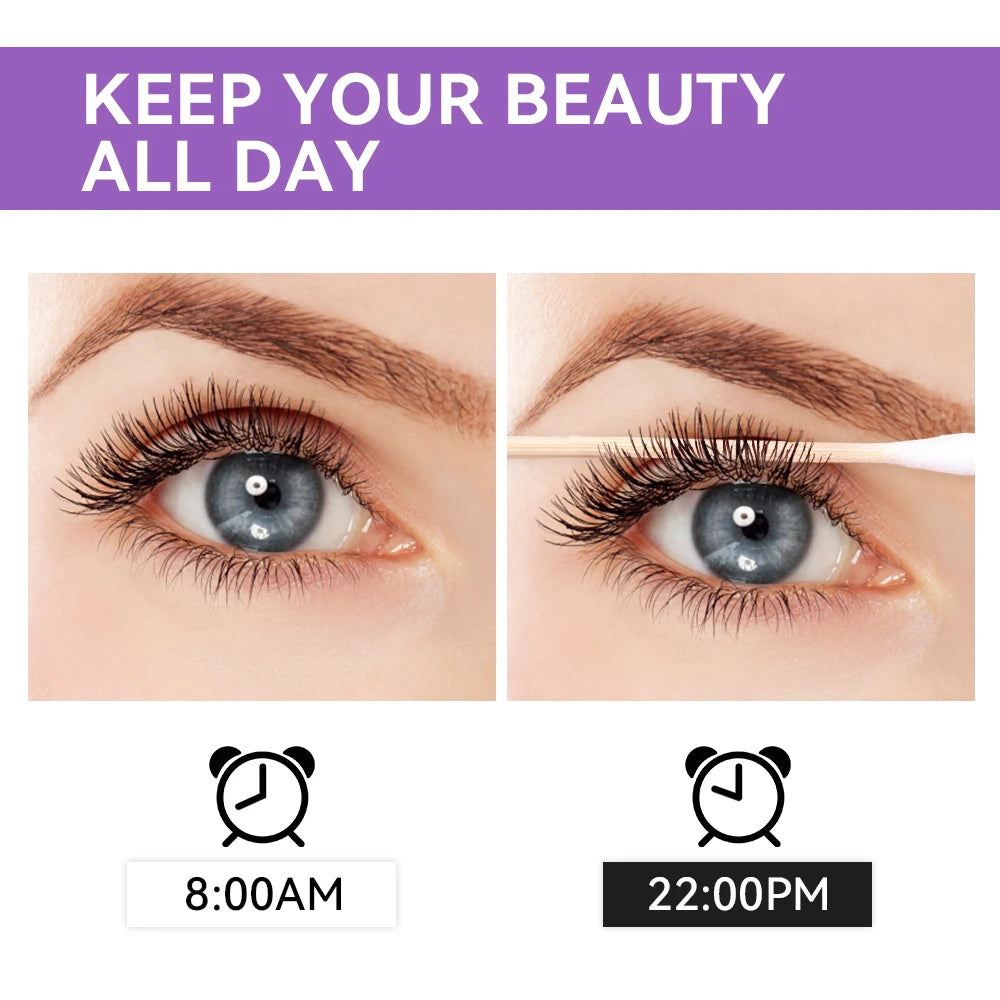 Lakerain 5D Mascara Eyelashes Waterproof Nourishing Smudge-Proof Lengthening Long-Lasting Intense Black Mascara Eye Makeup
