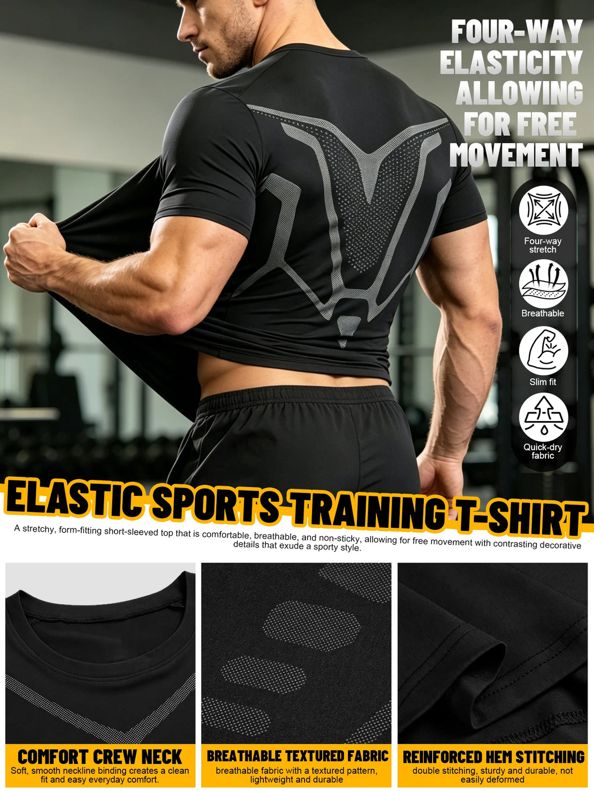 This Men's Four-Piece Tracksuit Includes A Zip-Up Hoodie, A Sports T-Shirt, Running Shorts, And Stretch Leggings. Made From Quick-Drying, Breathable, And Elastic Fabric, It's Perfect For Running And Workouts, Suitable For All