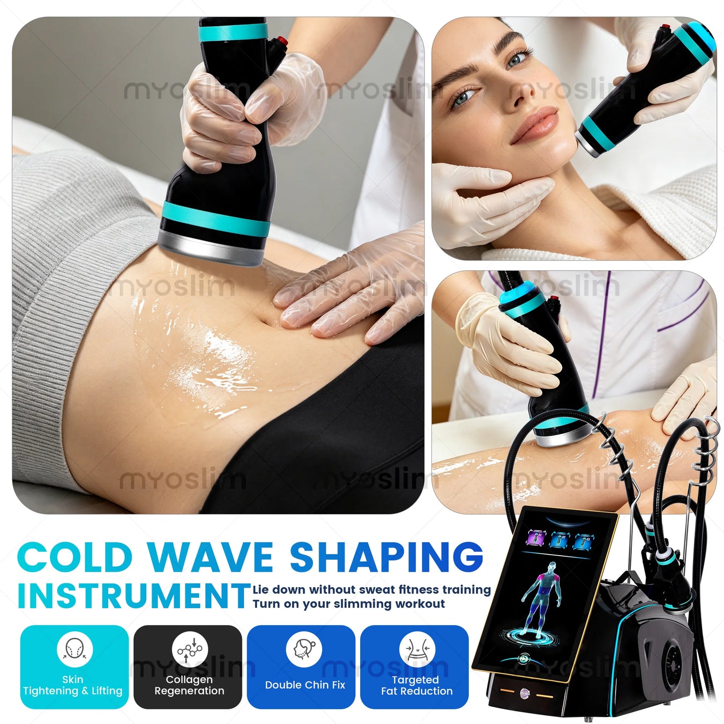 3‑in‑1 Non Invasive Ice Microwave Massage Slimming Machine Stretch Mark Removal Skin Tightening Fat Reduction Massage Device