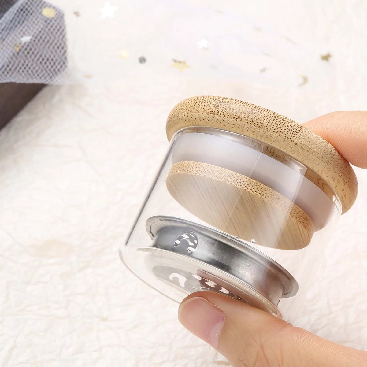 Nail Brush Cleaner Cup With Stainless Steel Mesh Base