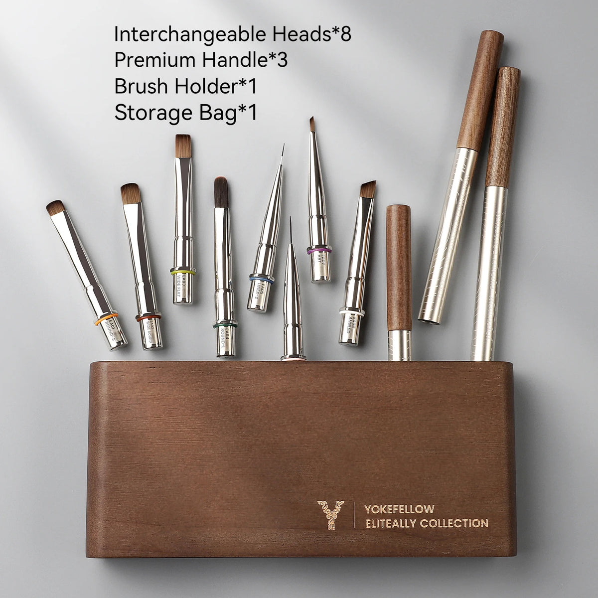 YOKEFELLOW Nail Art Brush Set With Interchangeable Gel Design Heads