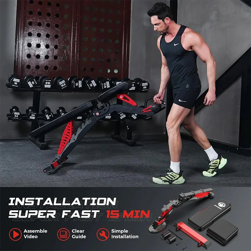 Pooboo Adjustable Workout Bench For Home Strength Training