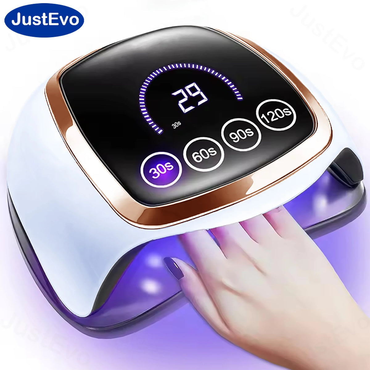 JustEvo LED Nail Lamp For Gel Polish Smart Sensor Nail Dryer With 4 Timers LCD Display Removable Base Professional Manicure Pedicure Light Machine For Home Salon DIY Nail Art Low Heat US Plug