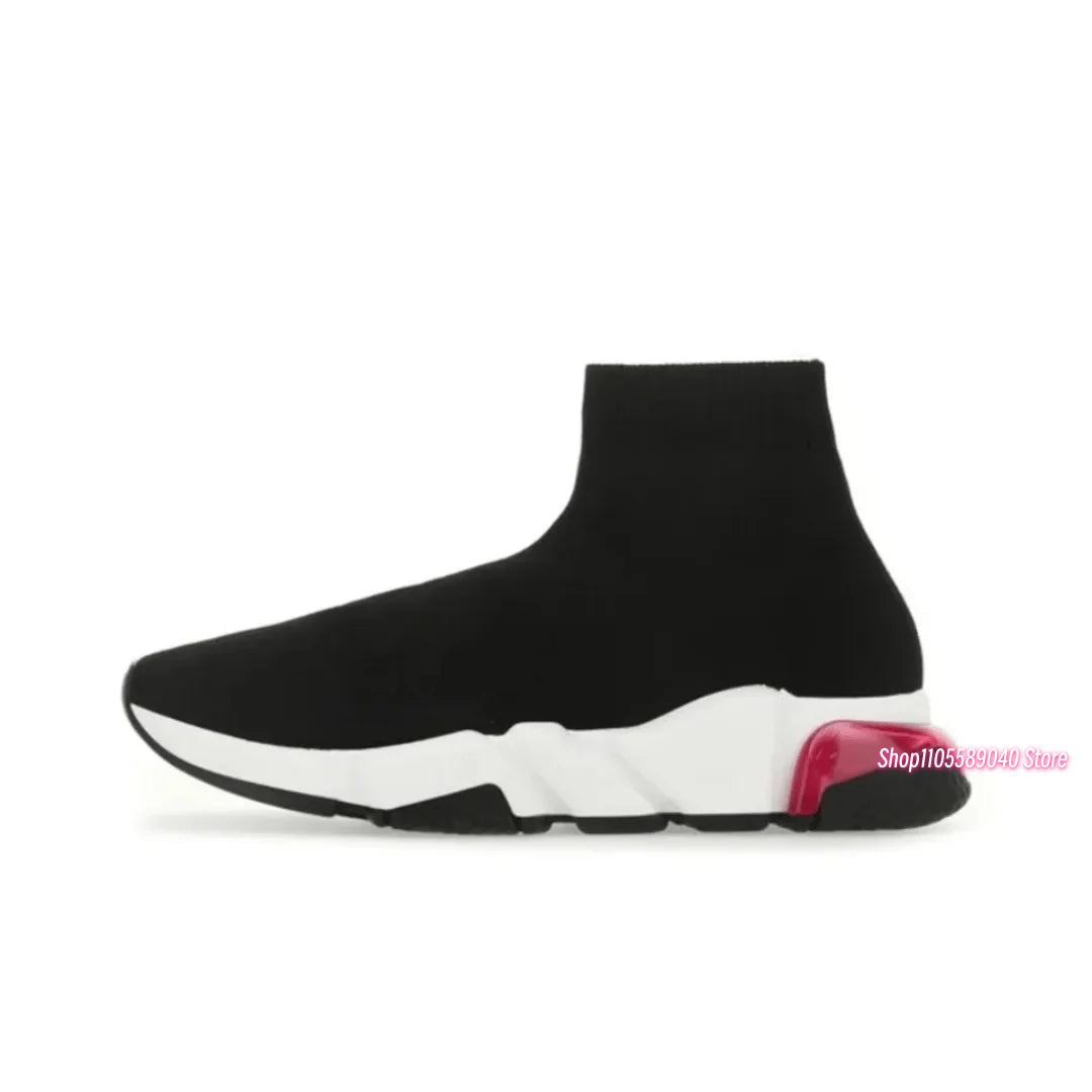 Sock shoes - Men's knitted high-top socks shoes, stretchy short boots, thick-soled casual sports shoes