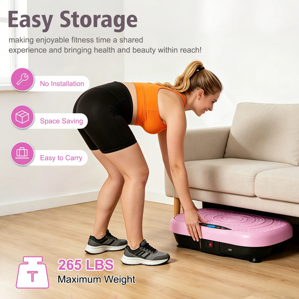 Portable Vibration Plate Exercise Machine Whole Body Workout Platform with Bluetooth Resistance Bands 5 Yoga Straps 10 Auto 200 Manual Speed Settings for Weight Loss & Shaping