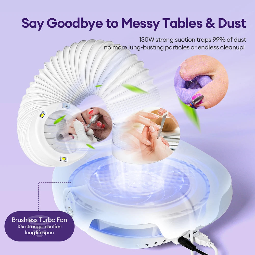 Iebilif Brushless Nail Dust Collector Vacuum for Professional Manicure