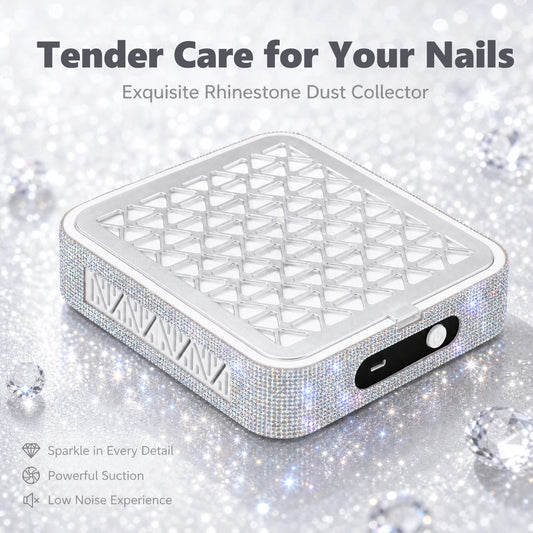 Low Noise High Suction Rhinestone Nail Dust Collector, 4200 RPM Brushless Motor USB Powered Nail Vacuum, Reusable Replaceable Filter, Plug And Play Manicure Dust Suction Machine For Commercial Salon & Personal Home Use