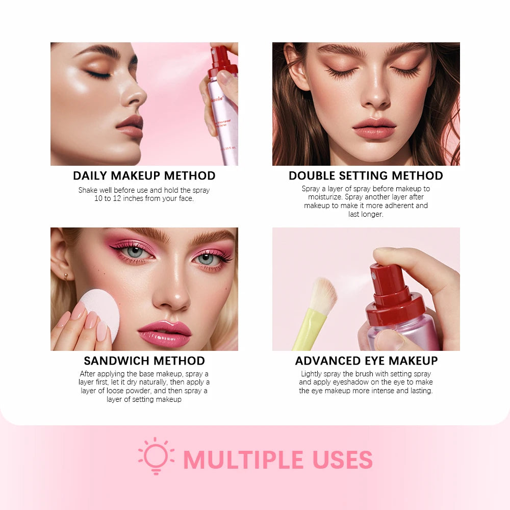 Lakerain Mattifying Waterproof Setting Spray Long-lasting Control Oil Waterproof Matte Finish Pore Tightening Makeup Fixer Spray