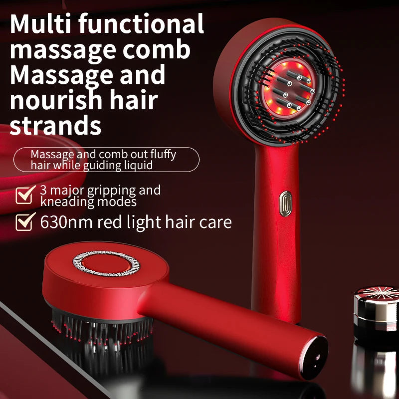 Electric Vibration Massage Comb Red Light Hair Growth Massage Scalp Brush Anti Hair Loss Liquid Oil Applicator Hair Care