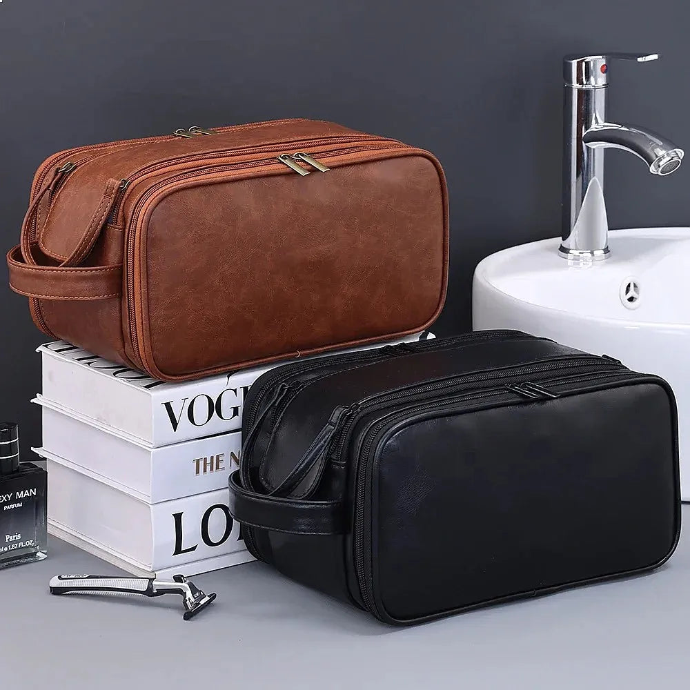 Multi Pockets PU Toiletry Bag for Women Men Travel Essentials Waterproof Hanging Cosmetic Organizer