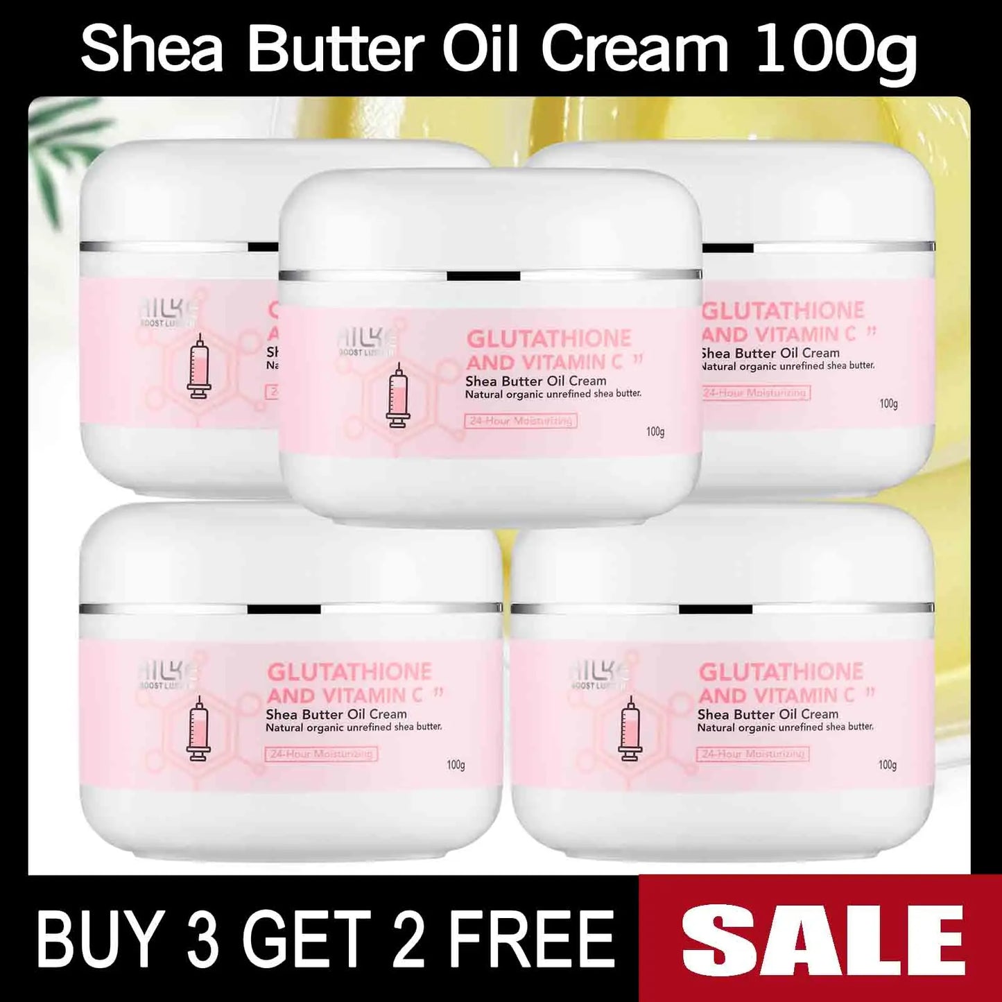 AILKE Skin Whitening Set, With Glutathion, Vitamin C, Shea Butter, Remove Dark Spots, Melanin, Pigmentation, Freckles, Stains