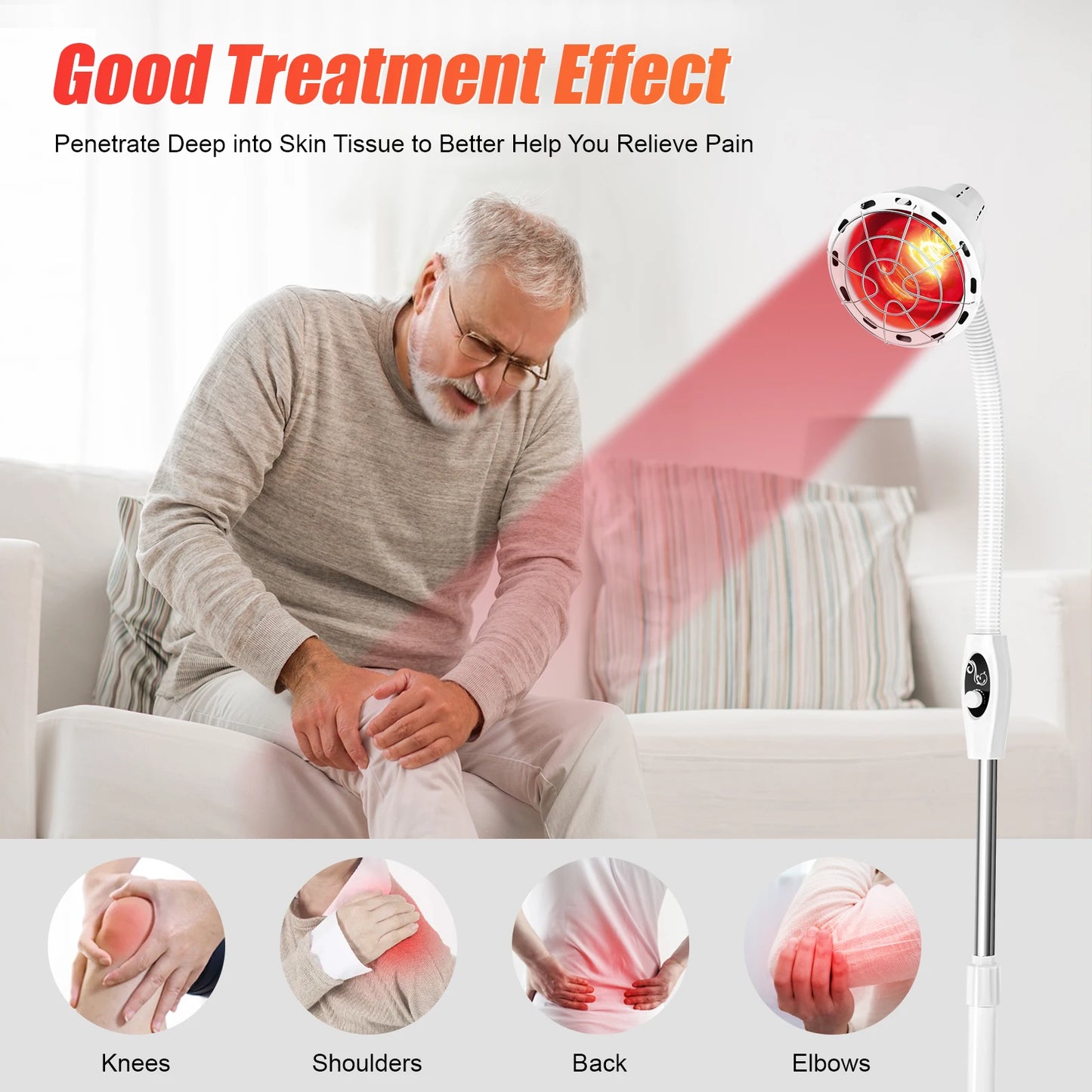 275W Infrared Light Therapeutic Lamp, Therapy Lamp, Body Pain Relief, and Skin Smooth 360 ° for Homes, Massage Parlors