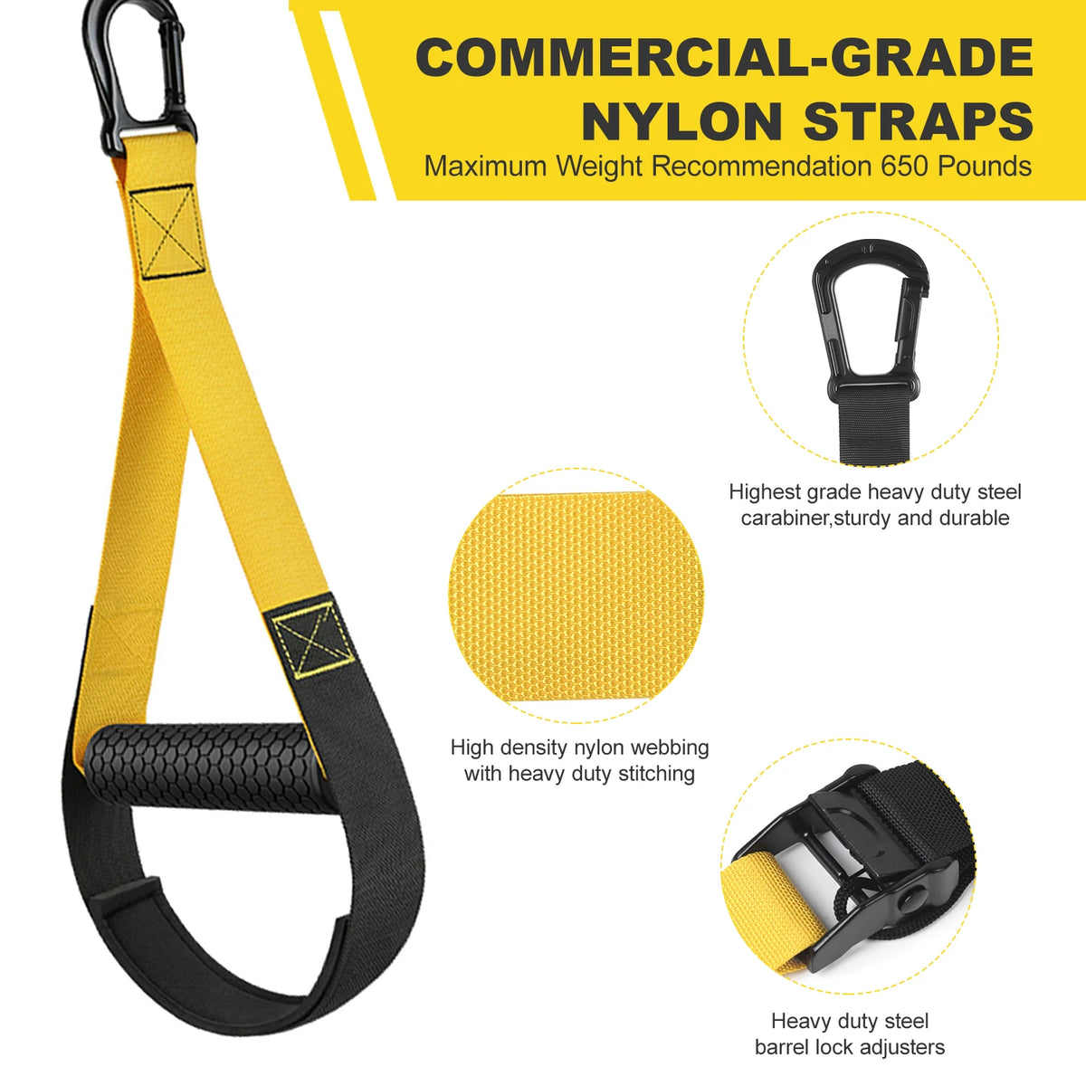 YFAZ Suspension Resistance Training Kit, Adjustable BucklePositions Straps (2-3m), Door Anchor, Easy Setup & Use,Travel-Friendly Trainer, Enhancing Balance, Durable PolyesterFiber for Gym Outdoor, Easy Setup And Use, Travel-F