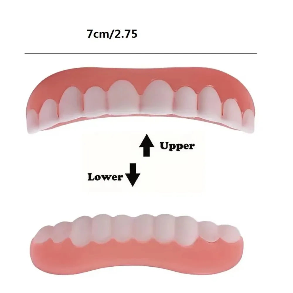 New Silicone Cosmetic Temporary Teeth Set Soft Tooth Covers Upper & Lower Decorative Veneers Easy To Use Oral Beauty Kit