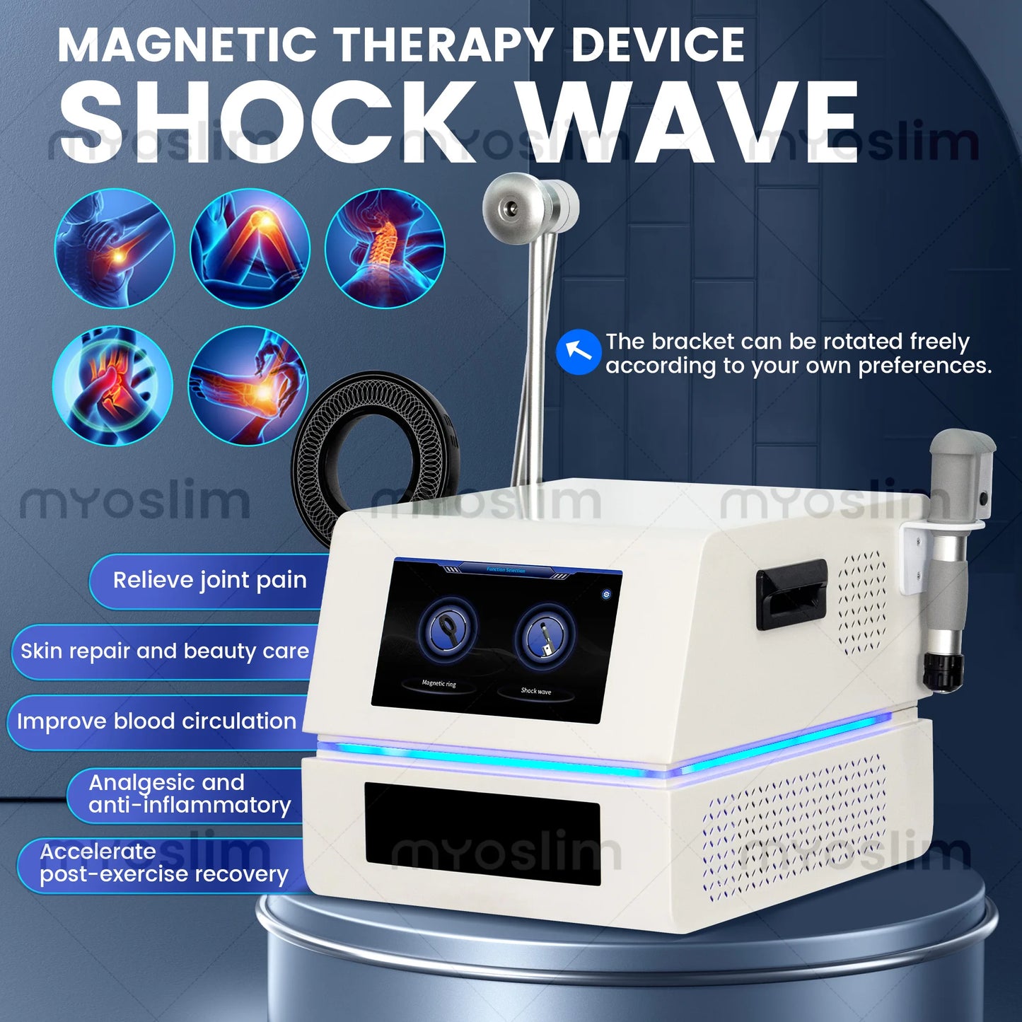 Portable EMTT Physiotherapy Magnetotherapy Machine PEMF Pain Relief for Sports Injuries - Non-invasive Therapy Device